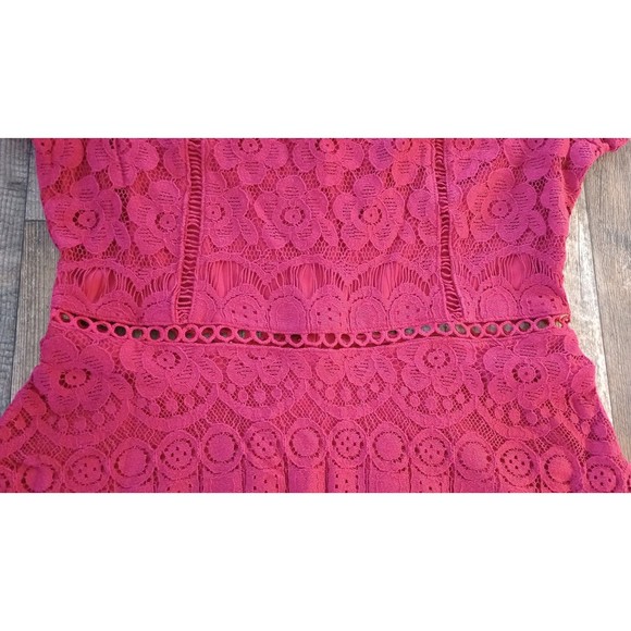 Women's Red Crochet Mini Dress, Size Medium - Picture 5 of 12